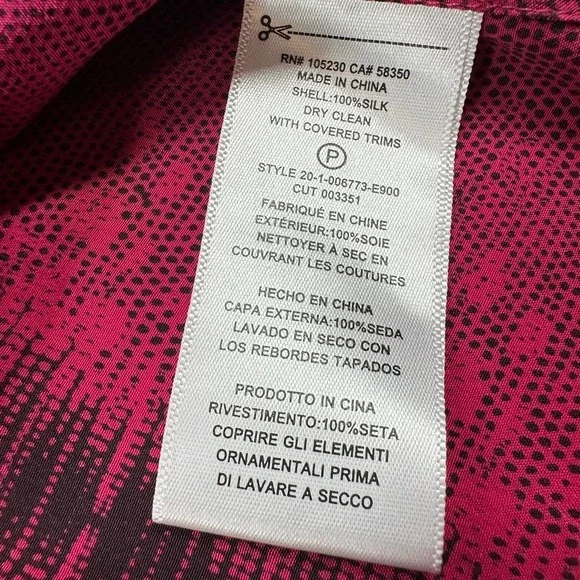 EQUIPMENT Femme Pink Black Snake Print Silk Button Up Shirt Size XS Long Sleeves - Picture 11 of 16